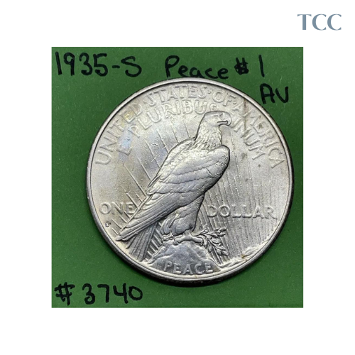 1935 S Peace Dollar $1 AU About Uncirculated 90% Silver Very Tough Date