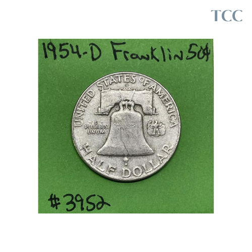 1954 D Franklin Silver Half Dollar 50c 90% Silver