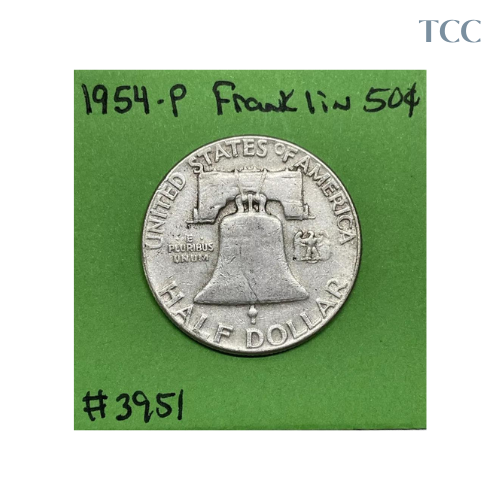 1954 P Franklin Silver Half Dollar 50c 90% Silver