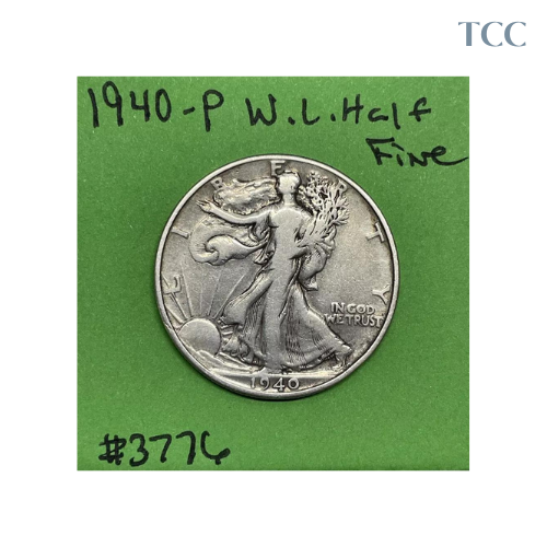 1940 P Walking Liberty Half Dollar 50c Fine 90% Silver