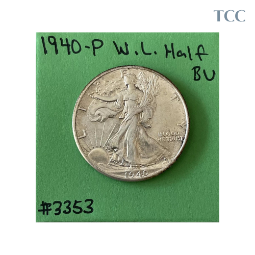 1940 P Walking Liberty Half Dollar 50c BU Brilliant Uncirculated 90% Silver