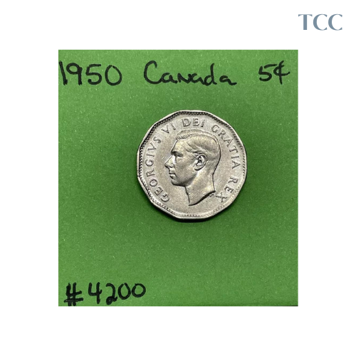 1950 Canada 🇨🇦 5 Cents Nickel Circulated