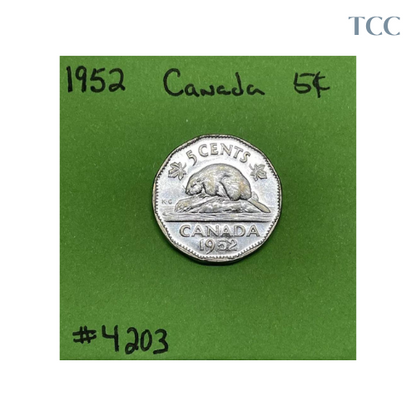 1952 Canada 🇨🇦 5 cents Nickel coin