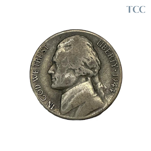 1944-D Jefferson Wartime Nickel 5c Average Circulated 35% Silver