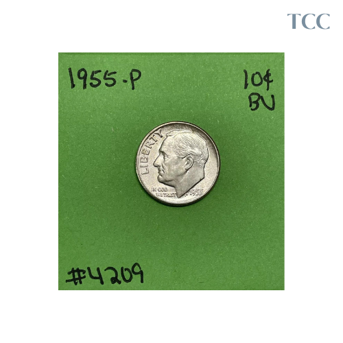 1955 Roosevelt Dime 10c BU Uncirculated Mint State 90% Silver