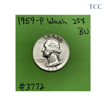 1959 P Washington Silver Quarter BU Brilliant Uncirculated