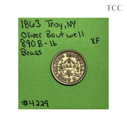 1863 Civil War Token Store Card Oliver Boutwell Miller TROY NY XF 890B-1b