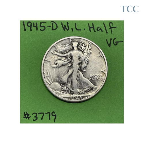 1945 D Walking Liberty Half Dollar 90% Silver VG Very Good