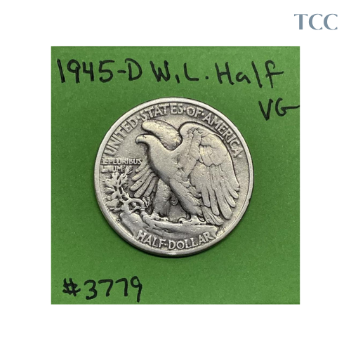 1945 D Walking Liberty Half Dollar 90% Silver VG Very Good