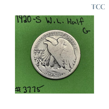 1920 S Liberty Walking Half Dollar Good 90% Silver