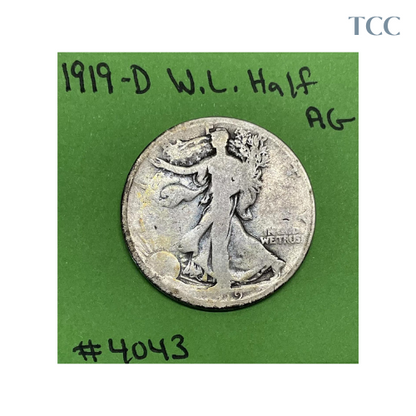 1919 D Liberty Walking Half Dollar AG About Good 90% Silver