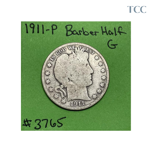 1911 P Barber Liberty Head Half Dollar Good 90% Silver