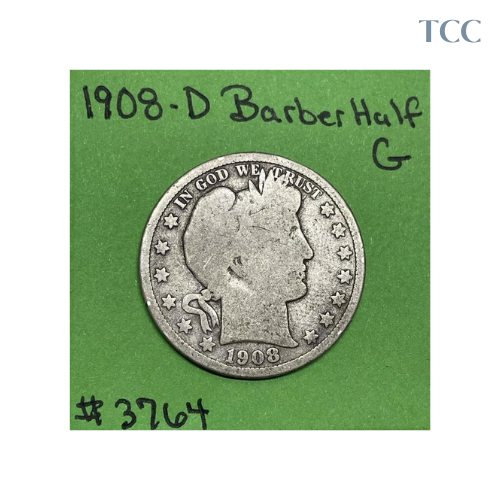 1908 D Barber Liberty Head Half Dollar Good 90% Silver