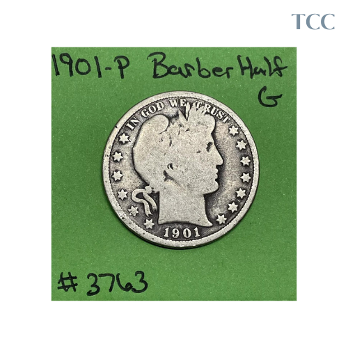 1901-P Barber Liberty Head Half Dollar 50c Good 90% Silver