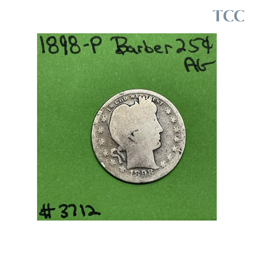 1898-P Barber Liberty Head Quarter AG About Good 90% Silver