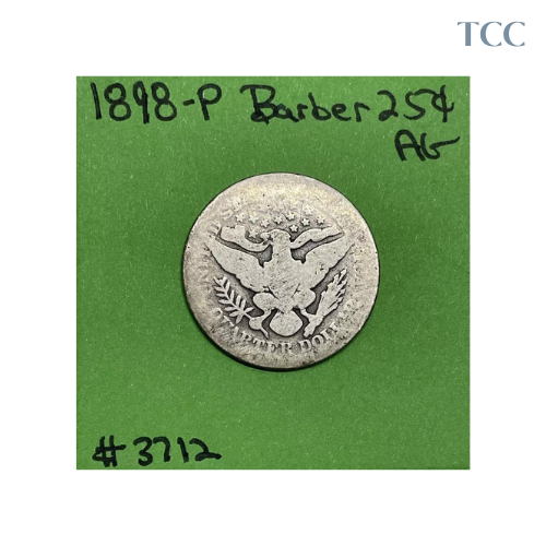 1898-P Barber Liberty Head Quarter AG About Good 90% Silver