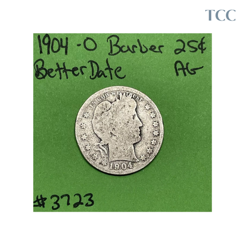 1904-O Barber Liberty Head Quarter About Good (AG) Tough Date