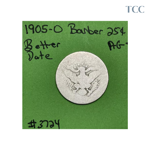 1905-O Barber Liberty Head Quarter .25c AG- About Good Tough Date Coin