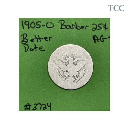 1905-O Barber Liberty Head Quarter .25c AG- About Good Tough Date Coin