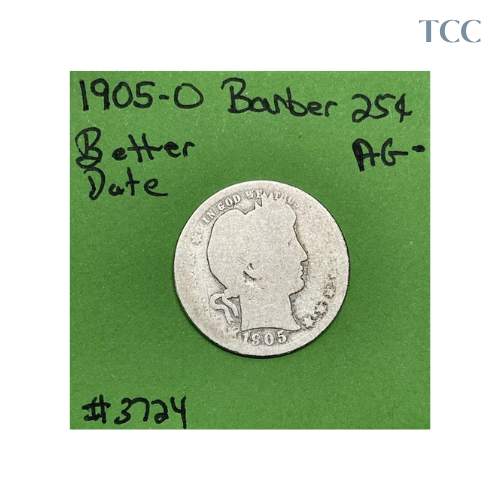 1905-O Barber Liberty Head Quarter .25c AG- About Good Tough Date Coin