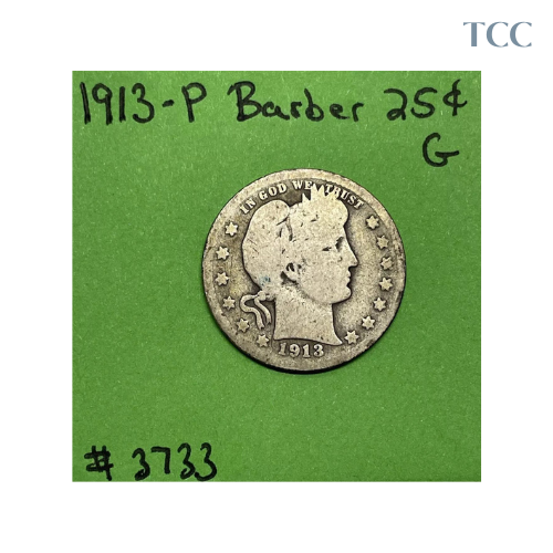 1913-P Barber Liberty Head Quarter 25c Good Key Date