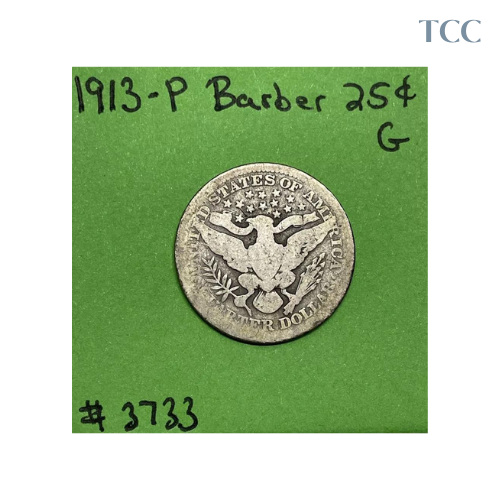 1913-P Barber Liberty Head Quarter 25c Good Key Date