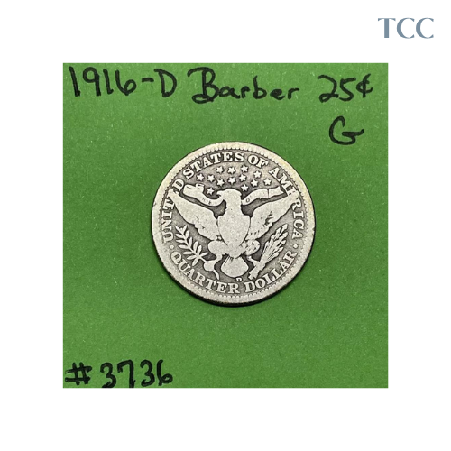 1916-D Barber Liberty Quarter Good 90% Silver