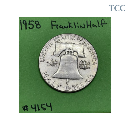 1958-P Franklin Silver Half Dollar 50c 90% Silver