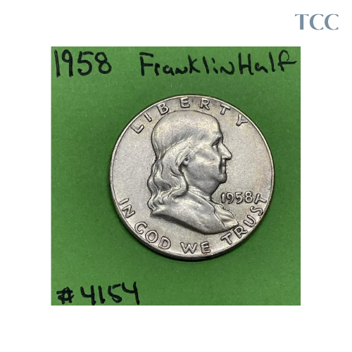 1958-P Franklin Silver Half Dollar 50c 90% Silver