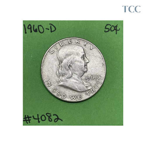 1960 D Franklin Silver Half Dollar 50c 90% Silver