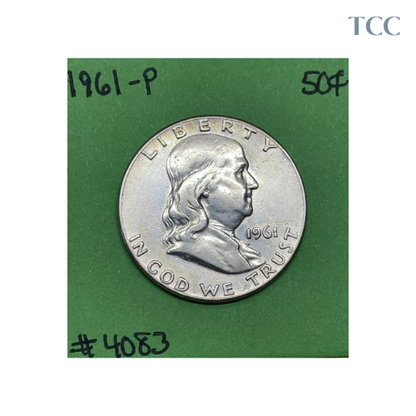 1961 P Franklin Half Dollar 50c 90% Silver US Mint