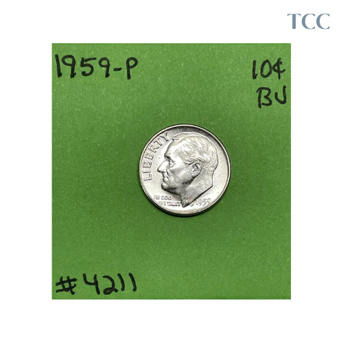 1959-P Roosevelt Dime 10c BU Brilliant Uncirculated 90% Silver