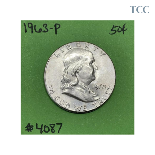 1963 P Franklin Silver Half Dollar 50c 90% Silver