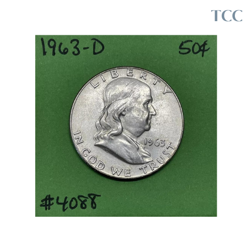 1963 D Franklin Silver Half Dollar 90% Silver 50c