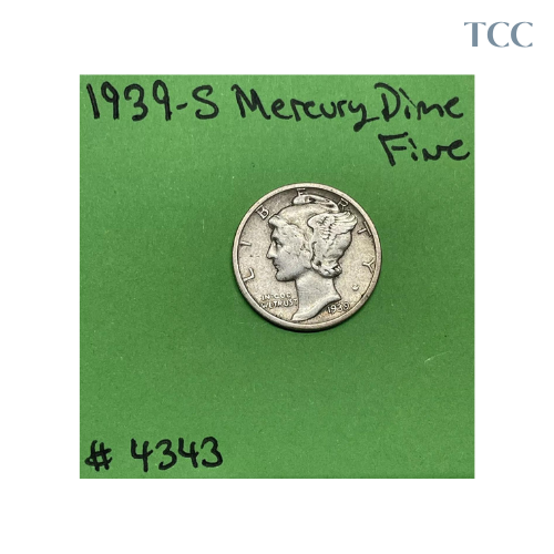 1939-S Mercury Silver Dime 10c Fine 90% Silver