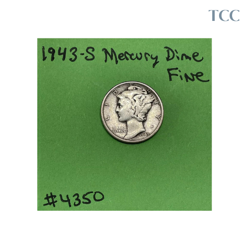 1943 S Mercury Dime 10c Fine 90% Silver