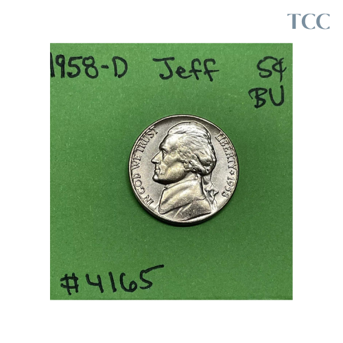 1958 D Jefferson Nickel 5 Cent Piece BU Uncirculated