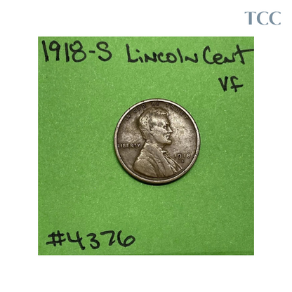 1918-S Lincoln Wheat Cent Very Fine (VF)