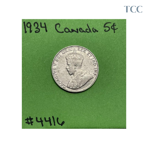 1934 Canada 🇨🇦 5 Cents Nickel Circulated