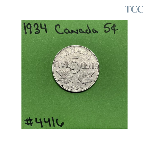 1934 Canada 🇨🇦 5 Cents Nickel Circulated