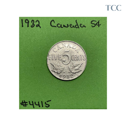 1932 Canada 🇨🇦 5c Cents Nickel Circulated