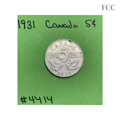 1931 Canada 🇨🇦 5c Cents Nickel Circulated