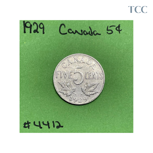 1929 Canada 🇨🇦 5c Cents Nickel Circulated