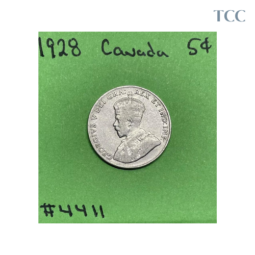 1928 Canada 🇨🇦 5c Cents Nickel Circulated