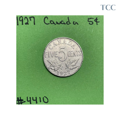 1927 Canada 🇨🇦 5c Cents Nickel Circulated