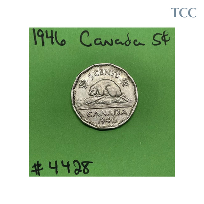 1946 Canada 🇨🇦 5c Cents Nickel Circulated