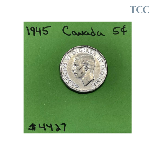 1945 5 Cents Canada King George VI Chrome Plated Steel World War II