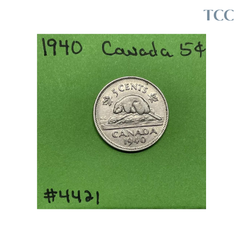 1940 Canada 🇨🇦 5 Cents Nickel Circulated