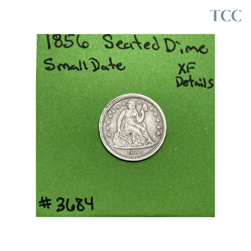 1856 Small Date Seated Liberty Dime 10c XF Extra Fine Details