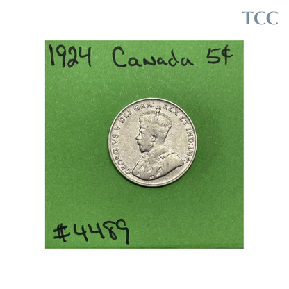 1924 Canada 🇨🇦 5c Cents Nickel Circulated